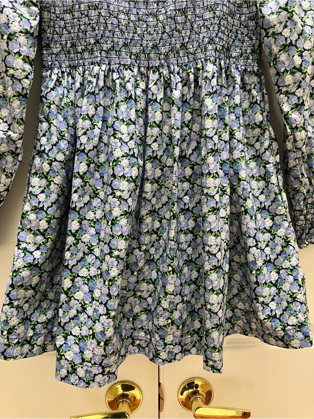 Hill House Home Norah Dress Mini Long Sleeve Floral Blue Pansy Print Large - Picture 10 of 13